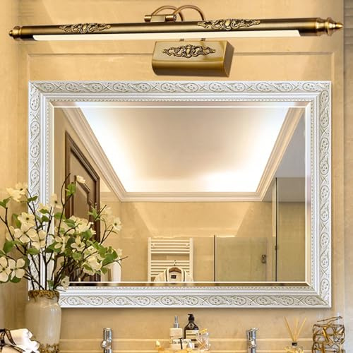 LED Badezimmer Spiegel Wandlampe 180° Drehbare Verstellbare Wandleuchte Bilderleuchte Gold Antik Indoor Wandbeleuchtung Bad Retro für Schlafzimmer Bilderleuchte Spiegellampen (Warmes Licht,70cm)