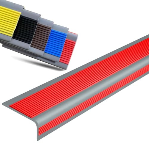 Antirutsch Treppenkantenschutz Aus Kunststoff PVC, Treppen-Winkelprofil Mit Rillen, Treppenkantenprofil Selbstklebend, Flexible Gummistufen, Bodenprofil Ungelocht Zum Kleben, Kantenschutz-Formleiste(G