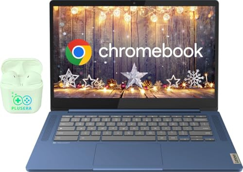 Lenovo IdeaPad Slim 3, 14 FHD IPS Touchscreen Chromebook Laptop, MediaTek Kompanio 520 8-Core Processore, 4GB RAM 64GB eMMC, Chrome OS, PLUSERA Auricolari, Blu