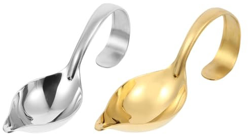 TOPBATHY Cuchara Curva Inoxidable 2unidades Para Salsa y Aderezo Cucharas Para Condimentos Fácil De Limpiar