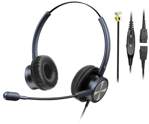 KONNCHUENG Cuffie telefoniche RJ9 per telefono Cisco, cuffie Cisco con cancellazione del rumore per call center e ufficio, cuffie fisse per Cisco 6851, 7821, 7945G, 7975G, 8811, 8845, 8861, 8865,