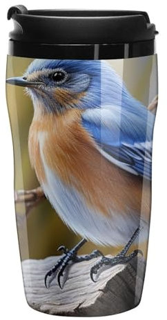 Stanley-Kaffeetasse mit Deckel, 340 ml, Kunststoffbecher, versiegelter Trinkdeckel, Wasserbecher, Teetasse, Eastern Bluebird bedruckte Tassen, passt in Auto-Becherhalter