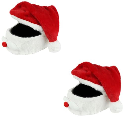 MUCKLILY 2stücke Motorcycle Santa Claus Christmas Hat Verstellbare Weihnachtsmütze Für Motorradhelme Lustiger Helmüberzug Für Erwachsene Für Weihnachtsfeiern Einfach Zu Montieren Und