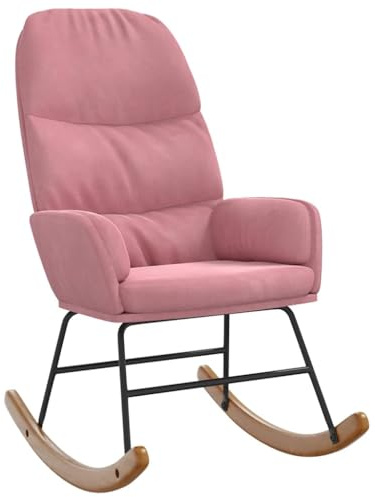 vidaXL Schaukelstuhl Rosa Samt, Schaukelsessel, Stuhl, Wohnzimmersessel, Schwingsessel, Loungesessel, Lounge Sitzmöbel, Relaxsessel, Relaxstuhl