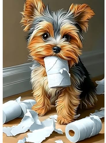 MXJSUA Diamond Painting Erwachsene, Yorkshire Welpe Hund Diamant Painting Bilder 30x40cm 5d Diamond-Painting Geeignet Als Geschenk, Zur Entspannung und Als Wanddeko