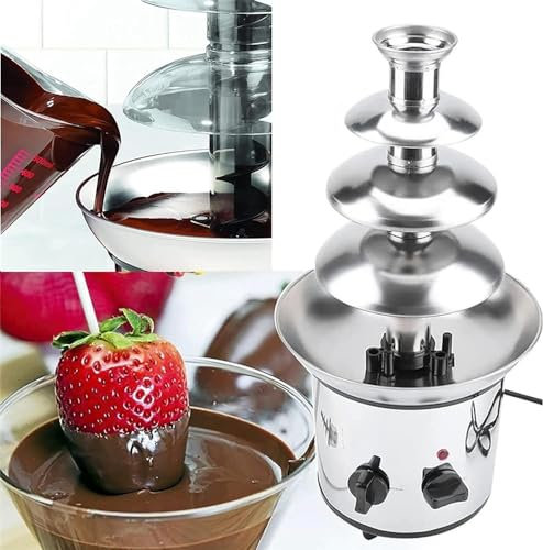 EORNYHQMY 4 Tiers Chocolate Fountain,Stainless Steel Choc Fondue Fountain,Large Capacity,Easy to Assemble,for Party