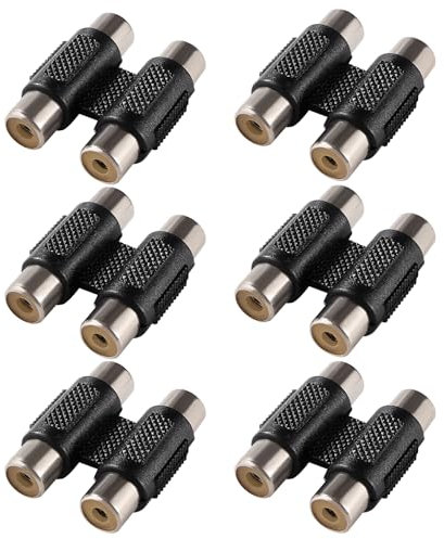 KUOQIY 6 Pezzi Accoppiatore da Femmina 2 a Femmina 2 RCA, Doppio RCA Accoppiatore Adattatore Phono, per Giradischi, CD, MP3, Ricevitore, Amplificatore, Cavo Phono Stereo, Nichelato