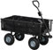 Outsunny Chariot de Jardin 300 Kg, Chariot de Transport à roulettes avec poignée rotative à 180° et bâche Amovible, remorque avec parois rabattables et pneus gonflables 25 cm, Noir