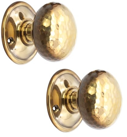 Infinity Decor Türknauf-Set aus gehämmertem Messing, Vintage-Stil, rund, 50 mm, ideal für den Innen- und Außenbereich