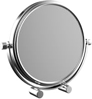 Calmwaters Reisespiegel, 5/1-fach Vergrößerung, Chrom, rund, zweiseitige Spiegelfläche, Kristallglas, Metallhalterung, Ø 126 mm, 80BS6259