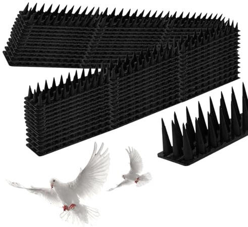 24 Piezas Pinchos Antipalomas, Pinchos para Palomas de Plástico Antipalomas Espanta Palomas Pinchos Anti Gatos Anti Palomas para Fachadas, Vallas, Balcón, Techo y Alféizar de Ventana (Negro)