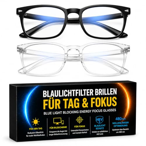 Solmoon Gafas Luz Azul HEV Circalens™ para Pantallas – Lentes Transparentes con Filtro Inteligente HEV | Preserva la Señal de Luz 480nm para Foco y Confort Visual | Set Premium 2 Estilos