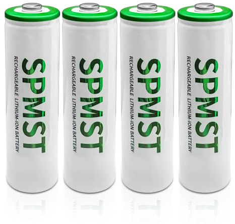 Batterie AA ricaricabili SPMST, 4 pacchetti di batterie AA al litio 2800mWh 1.5V—Alta prestazione doppia batteria di lunga durata per torcia, giocattoli, telecomando, sistema di allarme