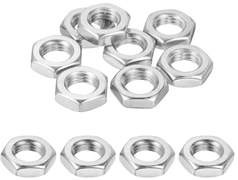 QUARKZMAN M12x1,5mm Sechskantmuttern 12Stk 304 Edelstahl metrische | Feingewinde-Sechskant-Sicherheitsmuttern Befestigungselemente 19mm/0,75 Breite, 6mm/0,24 Höhe für Maschinenbau