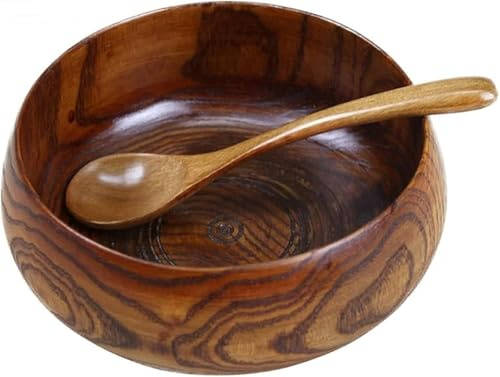 Träskål for frukt, salladsskål, serveringstallrikar i trä for och sallad, skål for hushållsartiklar, träskål for, soppskål, behållare, 18x8cm