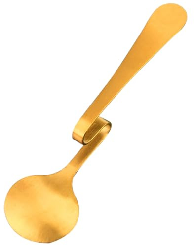 jojofuny Gebogener Edelstahl Honiglöffel und Kaffeerührlöffel mit Aufhängehaken Gratfrei Vielseitig für Kaffee Tee und Dessert