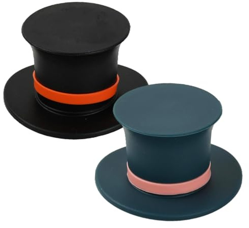Wine Stoppers Funny Top Hat Bottle Stopper, 2PCS Reusable Silicone Stopper Cap Novelty Beverage Bottle Corks, Leakproof Wine Bottle Seal, Champagne Cap Airtight Beer Stoppers for Kitchen Bar Festivals