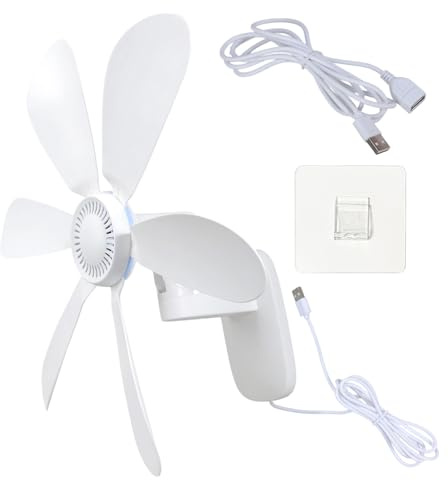 Platzsparender USB-Wandventilator mit Netzkabel, manuelle Winkel, für Badezimmer, Wohnwagen, kleine Räume, Kühlung, Wandventilator