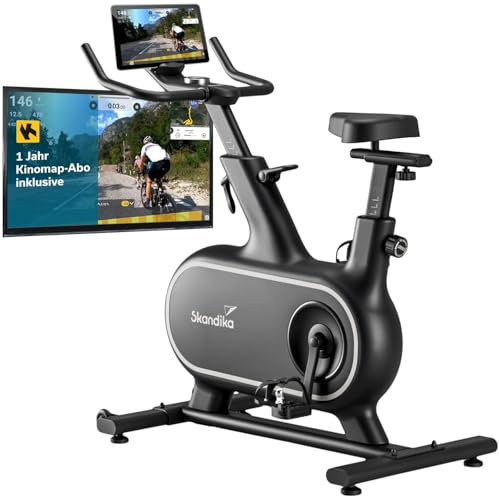 Skandika Heimtrainer Fahrrad Cykling P12-H Bundle mit Kinomap App Jahresabo | 32 Stufen, Magnetbremssystem, 12 kg Schwungmasse, Hometrainer Fahrrad für Zuhause | Indoor Bike, Fitnessfahrrad, Trimmrad