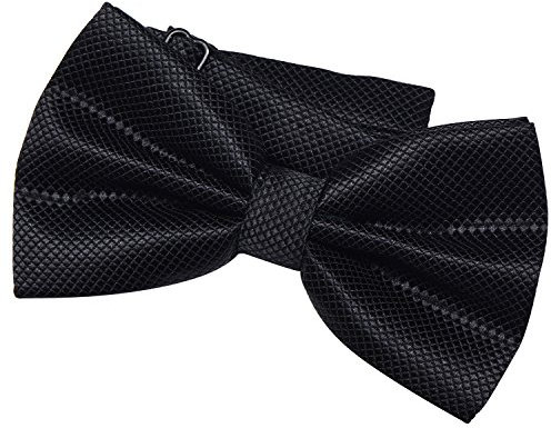 DonDon Herren Fliege 12 x 6 cm gebunden mit Hakenverschluss und größenverstellbar für besondere Anlässe schwarz