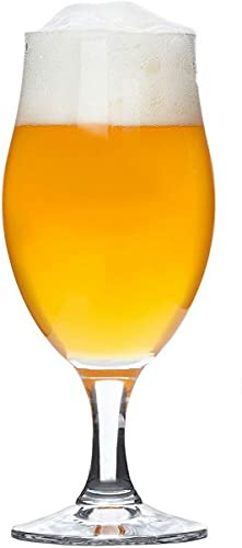 Bormioli Rocco ‘Executive’ Pint Beer Glasses Set of 6 (53 cl) – Italian Stemmed Beer Glasses – Ultra-Clear Star Glass – Dishwasher Safe