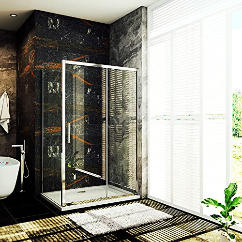Aica Sanitär 120x80cm Duschkabine Duschabtrennung Schiebetür 5mm GLAS Duschwand Dusche H190cm