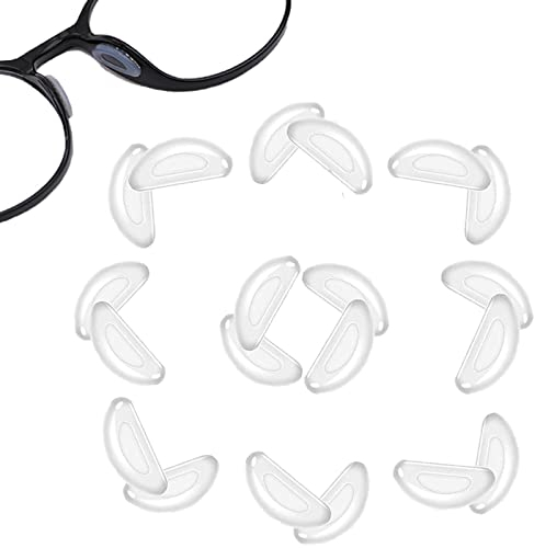 10 Paar Nasenpads Brille Selbstklebend, Anti-Rutsch Brillen Nasenpads Silikon, Weiche Brillenpads für Sonnenbrillen, Brillen (Transparent)