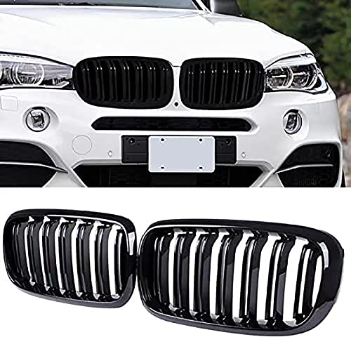 YIUBCZOQI F15 Grille de Calandre Avec pour BMW F15 X5 (2014-2018) F16 X6 (2015-2019) X5M X6M (2015-2019) Noir brillant Double pont Sport Grille de calandre