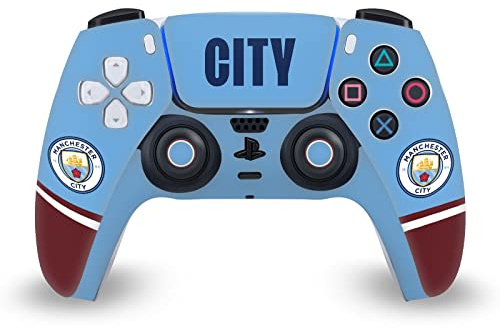 Head Case Designs Offizielle Manchester City Man City FC 2022/23 Heimtrikot Logo Kunst Vinyl Frontplatte Haut Gaming Aufkleber Abziehbild kompatibel mit Sony PlayStation 5 PS5 DualSense Controller