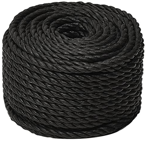 vidaXL Arbeitsseil Bodenarbeitsseil Arbeitsleine Mehrzweckleine Seil Bootsleine Allzweckseil Schnur Tau Leine Gedreht Schwarz 12mm 50m Polypropylen