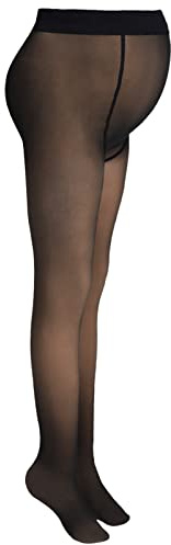 Bonuci Maternity Tights over Belly Stretch, No Velvet, Translucent Black
