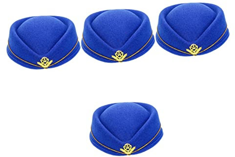 Milisten 4piezas Sombrero De Asistente De Vuelo De Gorro Retro De Aeromoza Para Disfraces Accesorio Elegante Para Fiestas y Eventos