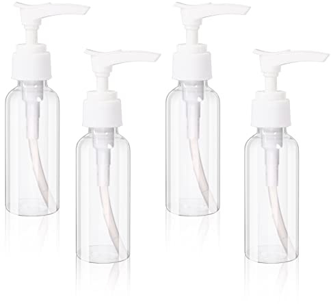 4 stycken 50 ml pumpdispenser transparent airless pumpflaska resa dispenserflaska plast pumpflaska tomma luftresflaskor plastflaskor för kosmetika schampo grädde