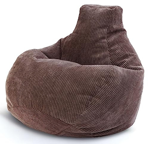 Green Bean® Sitzsack mit Rückenlehne 80x80x90cm - Gaming Chair mit 230L Füllung Cordstoff - Bean Bag Bodenkissen Lounge Sitzhocker Relax-Sessel Gamer Gamingstuhl Dunkelgrau