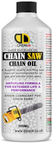 DD Teck 500ml | Chainsaw Chain & Bar Oil For All Makes & Models, Premium Lubricant, Anti Rust Chainsaw Chain Oil, Non Toxic Lubricating Bio Mineral Oil (500ml)