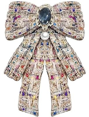 Spilla da donna pre-annodata elegante fiocco spilla perla strass cravatta per donne ragazze vestito camicia spille moda collare accessori di abbigliamento per figlia, mamma, sorella, Natale