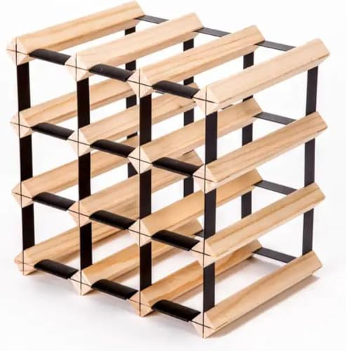 SMH LINE® klassisch Premium Weinregal aus Metall Holz luxuriösem Design Flaschenregal Weinschrank Flaschenständer Stabil 6-91 Flaschen (W12 32Tx23Bx32H cm)