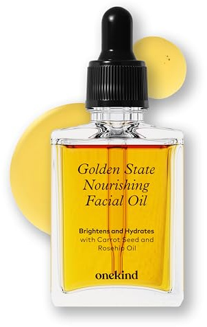 Onekind Golden State Anti Aging Botanical Face Oil with Rosehip Seed Oil, Sea Buckthorn Extract, Carrot Seed to Visibly Brighten, Firm, and Hydrate - Nourishing and Hydrating for Dry Skin