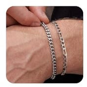 RANKEEF Armband Herren Silber Kettenarmband für Männer Kubanisches Gliederarmband für Männer Figaro-Armbänder Armkette Herren Silber Herrenschmuck Vatertagsgeschenke