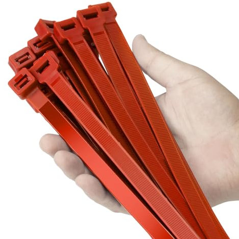 Armpow 24 inch Red Zip Ties Heavy Duty 50 PACK, 250 LBS Ultra Exclusive Strong Plastic Wire Ties, Large Cable Ties Extra Long Tie Wraps, Indoor and Outdoor UV Resistant