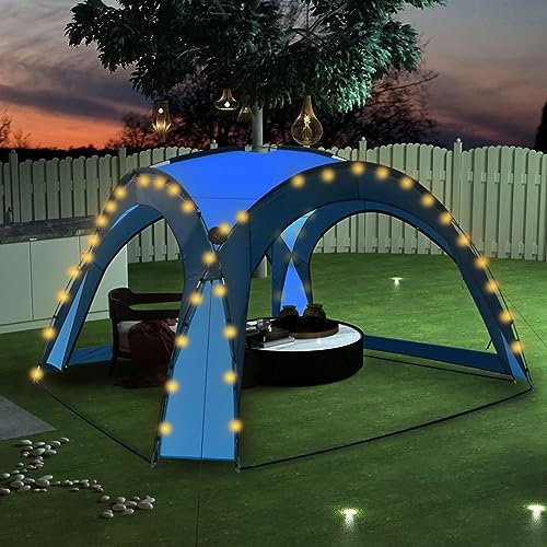 Gecheer Tenda per Feste con LED e 4 Pareti 3,6x3,6x2,3 m Blu,Gazebo da Esterno,Parasole,Gazebo Pergola con Telo,Padiglione da Giardino,Tenda per Feste,Gazebo per Barbecue,A92236