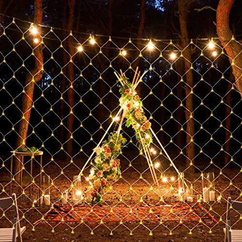 Izrielar 300LED rete luminosa, 4,5x1,6m tenda luminosa per decorazioni natalizie, luci bianche calde con 8 modalità e funzione memoria, rete luminosa per esterni IP44 luci di Natale