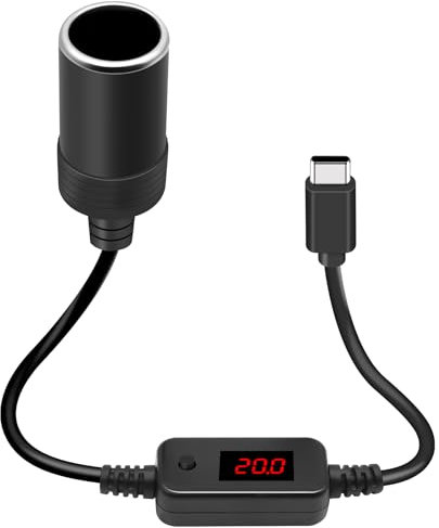 RUIZHI USB C auf Zigarettenanzünder, 40W USB C Stecker auf 12V Auto Zigarettenanzünder Adapter für Auto-Recorder, Streaming-Rückspiegel, Eingangsleistung bestimmt Ausgangsleistung