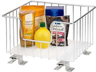 bremermann Korbauszug für Oberschränke 30 cm Breite, ausziehbarer Schrankeinsatz für Regale und Speisekammer, Teleskop-Gewürzregal - Teleskopschublade mit Einlegeboden, Chrom