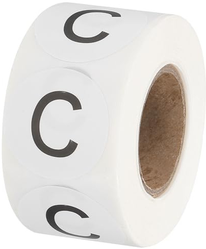 PATIKIL Etichette Inventario Lettera C, Adesivi Lettere Maiuscole 1 Adesivi Autoadesivi Tondi Cerchio per Codifica (1 Rotolo/Totale 500Pz) per Ufficio
