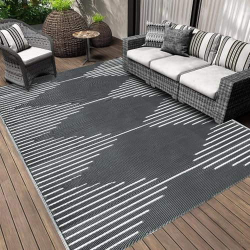 Falflor Kunststoff-Teppich für den Außenbereich, wasserdicht, wendbar, leicht, für drinnen und draußen, Kunststoff-Strohteppich, große Outdoor-Bodenmatte für Camping, Wohnmobil, Terrasse, Deck, 180 x