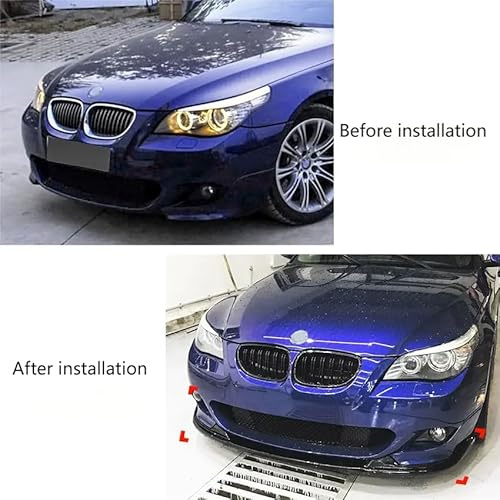 ZYWBOOMRR Auto Frontlippe Frontspoiler für BMW 5 Series E60 E61 M Sport 2005-2010, Frontstoßstange Lippe Sport-Performance Lippen Flügel Exterieur Zubehör,Black