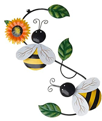 HEMOTON 1 Pieza Adorno de abeja de hierro exterior decoración decoraciones de patio al aire muro arte colgante abejorro decoraciones de abejas de miel pared de abejas