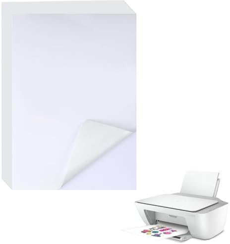 A4 Sticker Papier zum Bedrucken,20 Stück Blatt Sticker papier zum Bedrucken,Selbstklebend Folie Druckpapier transparent,für Inkjet & Laserdrucker,Ideal zum Drucken von Postern,Fotos