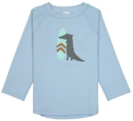 LÄSSIG Splash & Fun Baby und Kind Langarm Badeshirt Schwimmshirt Rashguard mit UV-Schutz - Crocodile Sky Blue, 13-18 Monate, Größe 86
